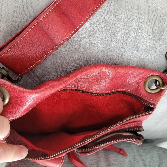 Roots Red Leather Crossbody Bag with Front Pockets - Picture 8 of 10